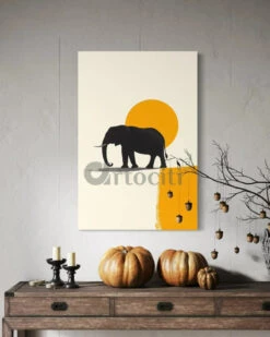 Minimalist Elephant Silhouette Boho Chic Canvas Painting(Minimalist Elephant Silhouette Boho Chic Canvas Painting) -Artociti Sale Store minimalist elephant silhouette boho chic canvas painting 736