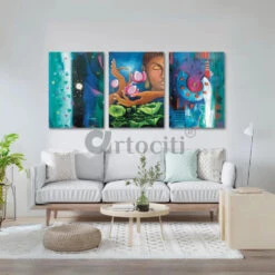 Modern Abstract Canvas Painting Buddha Set Of 3(Set Of 3 Ready To Hang Abstract Buddha Canvas Painting)