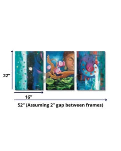 Modern Abstract Canvas Painting Buddha Set Of 3(Set Of 3 Ready To Hang Abstract Buddha Canvas Painting) -Artociti Sale Store modern abstract canvas painting buddha set of 3 wall decor 736