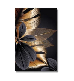 Modern Abstract Canvas Painting Golden Black Leaves Set Of 3(Modern Abstract Canvas Painting Golden Black Leaves And Flowers Art Prints Set Of 3 Giclee Prints Ready To Hang) -Artociti Sale Store modern abstract canvas painting golden black leaves set of 3 101