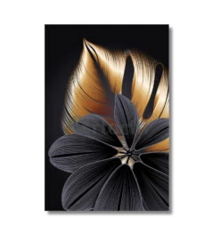 Modern Abstract Canvas Painting Golden Black Leaves Set Of 3(Modern Abstract Canvas Painting Golden Black Leaves And Flowers Art Prints Set Of 3 Giclee Prints Ready To Hang) -Artociti Sale Store modern abstract canvas painting golden black leaves set of 3 311