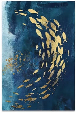 Modern Abstract Canvas Painting Ocean Abstract Fishes Set Of 2(Modern Abstract Canvas Painting Set Of 2 High Quality Giclee Print Gallery Wrapped Ready To Hang) -Artociti Sale Store modern abstract canvas painting ocean fishes set of 2 355