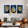 Modern Abstract Canvas Painting Peepal Leaves Set Of 3 Giclee Print(Modern Abstract Canvas Painting Set Of 3 High Quality Giclee Print Gallery Wrapped Ready To Hang) -Artociti Sale Store modern abstract canvas painting peepal leaves set of 3 giclee print 24x16 inches 784