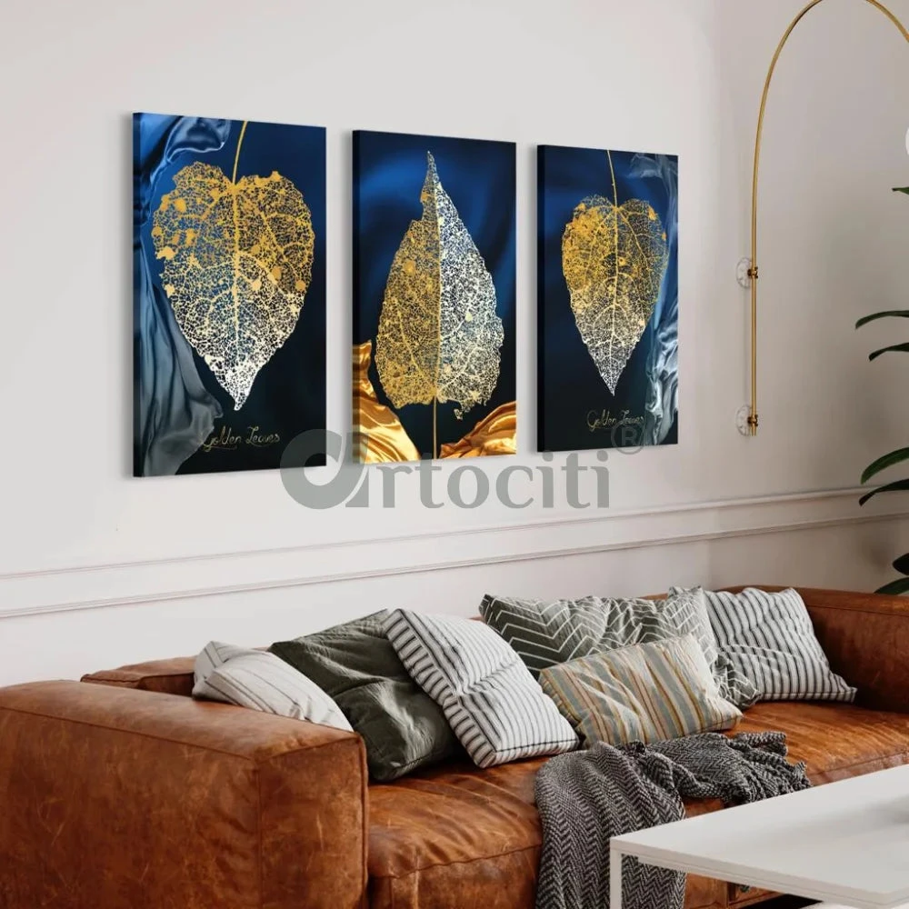 Modern Abstract Canvas Painting Peepal Leaves Set Of 3 Giclee Print(Modern Abstract Canvas Painting Set Of 3 High Quality Giclee Print Gallery Wrapped Ready To Hang) 4 Modern Abstract Canvas Painting Peepal Leaves Set Of 3 Giclee Print(Modern Abstract Canvas Painting Set Of 3 High Quality Giclee Print Gallery Wrapped Ready To Hang) - Image 2