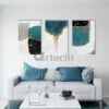 Modern Abstract Canvas Painting Teal Drops -Set Of 3 High Quality Giclee Print(Abstract Canvas Painting Gp Moa 02) -Artociti Sale Store modern abstract canvas painting teal drops set of 3 high quality giclee print 24x16 inches 600