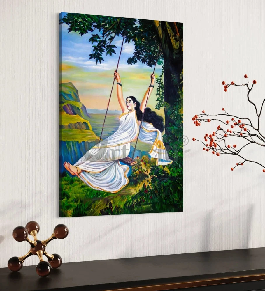 Mohini On A Swing By Raja Ravi Varma Canvas Painting(Mohini On A Swing By Raja Ravi Varma Famous Canvas Painting) 6 Mohini On A Swing By Raja Ravi Varma Canvas Painting(Mohini On A Swing By Raja Ravi Varma Famous Canvas Painting) - Image 4