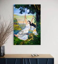 Mohini On A Swing By Raja Ravi Varma Canvas Painting(Mohini On A Swing By Raja Ravi Varma Famous Canvas Painting) 12 Mohini On A Swing By Raja Ravi Varma Canvas Painting(Mohini On A Swing By Raja Ravi Varma Famous Canvas Painting) -Artociti Sale Store mohini on a swing by raja ravi varma canvas painting verma 504