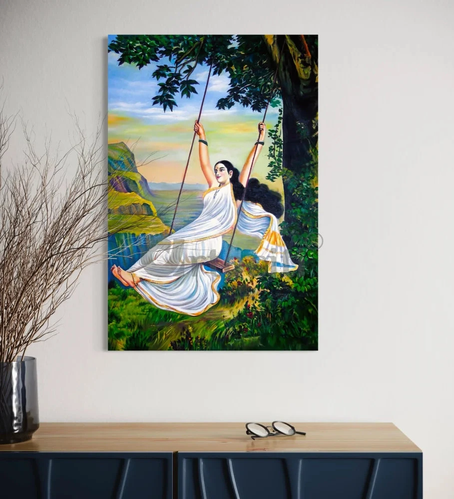 Mohini On A Swing By Raja Ravi Varma Canvas Painting(Mohini On A Swing By Raja Ravi Varma Famous Canvas Painting) 5 Mohini On A Swing By Raja Ravi Varma Canvas Painting(Mohini On A Swing By Raja Ravi Varma Famous Canvas Painting) - Image 3
