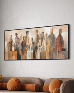 Multi-Figure Design Modern Abstract Canvas Painting(Multi Figure Design Modern Abstract Canvas Painting) -Artociti Sale Store multi figure design modern abstract canvas painting 72x30 inches floating frame black 587