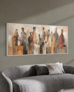 Multi-Figure Design Modern Abstract Canvas Painting(Multi Figure Design Modern Abstract Canvas Painting) -Artociti Sale Store multi figure design modern abstract canvas painting 72x30 inches floating frame white 377