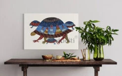 Multicolor Gond Art Turtle Canvas Giclee Print(Mesmerizing Multicolor Gond Art Turtle Canvas Vibrant 380 Gsm Prints In 24x16 And 30x20 Inches) -Artociti Sale Store multicolor gond art turtle canvas giclee print 648