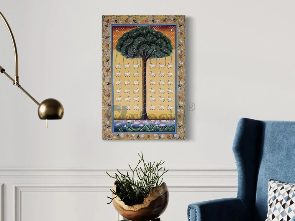 Multicolor Tree Of Life Pichwai Phad Art Canvas Giclee Print(Multicolor Tree Of Life Pichwai Phad Art Canvas Giclee Print Available In 24x16 And 30x20 Inches) 6 Multicolor Tree Of Life Pichwai Phad Art Canvas Giclee Print(Multicolor Tree Of Life Pichwai Phad Art Canvas Giclee Print Available In 24x16 And 30x20 Inches) - Image 4