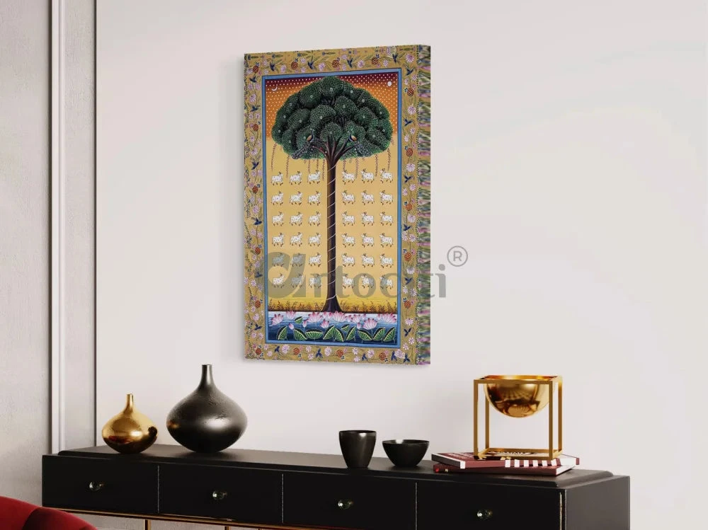 Multicolor Tree Of Life Pichwai Phad Art Canvas Giclee Print(Multicolor Tree Of Life Pichwai Phad Art Canvas Giclee Print Available In 24x16 And 30x20 Inches) 5 Multicolor Tree Of Life Pichwai Phad Art Canvas Giclee Print(Multicolor Tree Of Life Pichwai Phad Art Canvas Giclee Print Available In 24x16 And 30x20 Inches) - Image 3