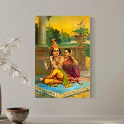 Muralidhara By Raja Ravi Varma Famous Canvas Painting(Muralidhara By Raja Ravi Varma Famous Canvas Painting) -Artociti Sale Store muralidhara by raja ravi varma famous canvas painting 18x12 inch 476