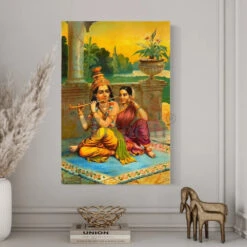 Muralidhara By Raja Ravi Varma Famous Canvas Painting(Muralidhara By Raja Ravi Varma Famous Canvas Painting)