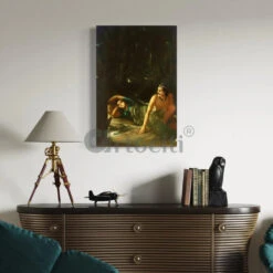 Nala And Damyanti By Raja Ravi Varma Canvas Painting(Nala And Damyanti By Raja Ravi Varma Famous Canvas Painting) -Artociti Sale Store nala and damyanti by raja ravi varma canvas painting 24x16 inch 437