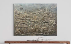 Palitana Shatrunjay Mountain 3D Relief Mural Art(4x3 Embark On A Spiritual Journey With Artocitis Palitana Shatrunjay Mountain 3d Relief Mural Art Jain) -Artociti Sale Store palitana shatrunjay mountain 3d relief mural art 4x3 unframed bronze 285