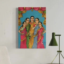 Artociti Sale Store -Artociti Sale Store panchakanya painting by raja ravi varma famous canvas 24x16 inch 126