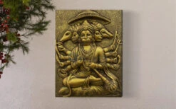 Panchmukhi Hanuman 3D Relief Mural Wall Art(Panchmukhi Hanuman 3d Relief Mural Wall Art Bajrang Bali Wall Decor Ready To Hang) 17 Panchmukhi Hanuman 3D Relief Mural Wall Art(Panchmukhi Hanuman 3d Relief Mural Wall Art Bajrang Bali Wall Decor Ready To Hang) -Artociti Sale Store panchmukhi hanuman 3d relief mural wall art golden 921