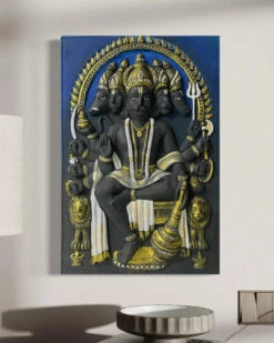 Panchmukhi Hanuman 3D Relief Mural Wall Art In 3 Sizes(Standing Posture Panchmukhi Hanuman Relief Mural) -Artociti Sale Store panchmukhi hanuman 3d relief mural wall art in 3 sizes 18x12 inch multi frameless 726