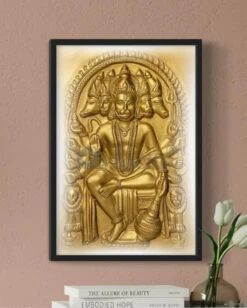 Panchmukhi Hanuman 3D Relief Mural Wall Art In 3 Sizes(Standing Posture Panchmukhi Hanuman Relief Mural) -Artociti Sale Store panchmukhi hanuman 3d relief mural wall art in 3 sizes 18x12 inch temple bronze frame with led black 147