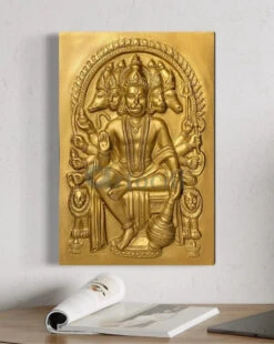 Panchmukhi Hanuman 3D Relief Mural Wall Art In 3 Sizes(Standing Posture Panchmukhi Hanuman Relief Mural) -Artociti Sale Store panchmukhi hanuman 3d relief mural wall art in 3 sizes 18x12 inch temple bronze frameless 231