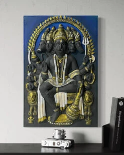Panchmukhi Hanuman 3D Relief Mural Wall Art In 3 Sizes(Standing Posture Panchmukhi Hanuman Relief Mural) -Artociti Sale Store panchmukhi hanuman 3d relief mural wall art in 3 sizes 326