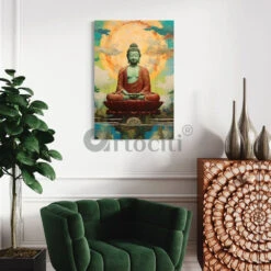 Pastel Serenity Buddha Famous Canvas Painting(Pastel Serenity Buddha Canvas Painting Ready To Hang) -Artociti Sale Store pastel serenity buddha famous canvas painting 24x16 inches wall decor 961