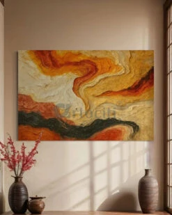 Path Of Liquid Fire Abstract Painting | Fiery Earth Flow | Modern Abstract Textured Canvas Painting - Premium Giclée Print(Path Of Liquid Fire Abstract Painting Fiery Earth Flow Modern Abstract Textured Canvas Painting Premium Giclee Print)