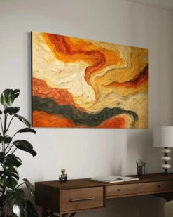 Path Of Liquid Fire Abstract Painting | Fiery Earth Flow | Modern Abstract Textured Canvas Painting - Premium Giclée Print(Path Of Liquid Fire Abstract Painting Fiery Earth Flow Modern Abstract Textured Canvas Painting Premium Giclee Print) -Artociti Sale Store path of liquid fire abstract painting fiery earth flow modern textured canvas premium giclee print 726