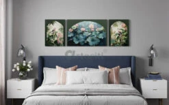 Pichwai Jungle Trio Canvas Set Of 3(Copy Of Indian Colourful Krishna Pichwai Wall Painting Set Of 3 High Quality Giclee Print Ready To Hang) -Artociti Sale Store pichwai jungle trio canvas set of 3 painting 106