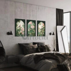 Pichwai Jungle Trio Canvas Set Of 3(Copy Of Indian Colourful Krishna Pichwai Wall Painting Set Of 3 High Quality Giclee Print Ready To Hang) -Artociti Sale Store pichwai jungle trio canvas set of 3 painting 207