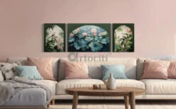 Pichwai Jungle Trio Canvas Set Of 3(Copy Of Indian Colourful Krishna Pichwai Wall Painting Set Of 3 High Quality Giclee Print Ready To Hang) -Artociti Sale Store pichwai jungle trio canvas set of 3 painting 975