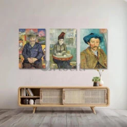Portrait Of Father Tanguy, Agostina Segatori And The Smoker By Van Gogh Canvas Painting(Portrait Of Father Tanguy By Vincent Van Gogh Large Size 16x24 Inches Canvas Painting High Quality Giclee Print Ready To Hang)