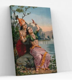 Radha And Madhav By Raja Ravi Varma Famous Canvas Painting(Copy Of Goddess Lakshmi On Her Lotus By Raja Ravi Varma Famous Canvas Painting) -Artociti Sale Store radha and madhav by raja ravi varma famous canvas painting 30x20 inches verma 181