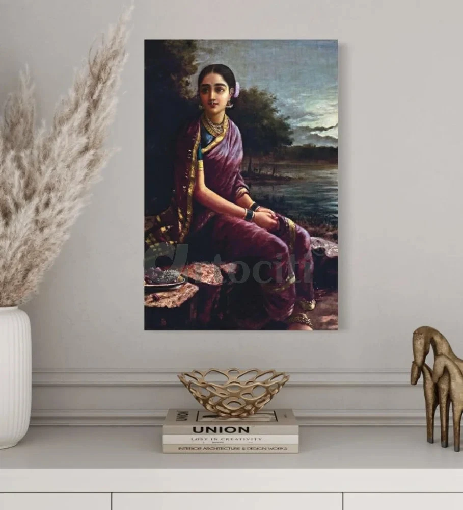 Radha In Moonlight By Raja Ravi Varma | Famous Canvas Painting(Copy Of Hamsa Damayanthi By Raja Ravi Varma Famous Canvas Painting) 3 Radha In Moonlight By Raja Ravi Varma | Famous Canvas Painting(Copy Of Hamsa Damayanthi By Raja Ravi Varma Famous Canvas Painting)