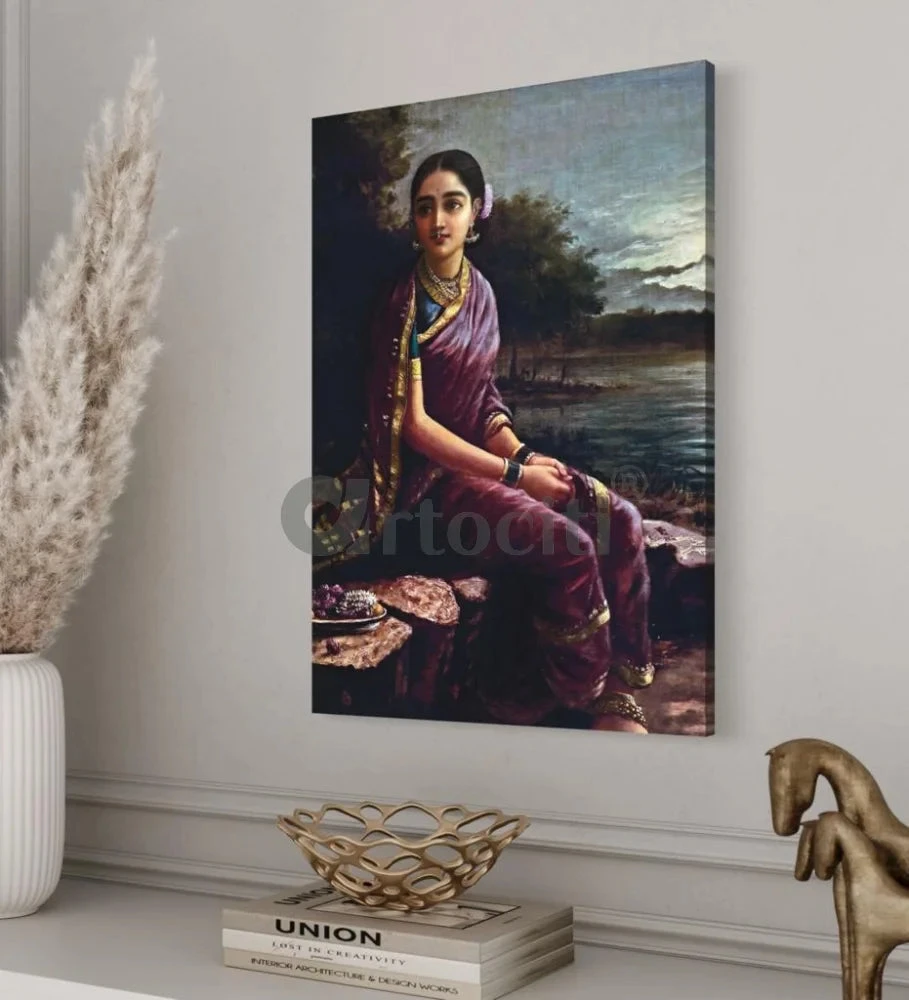 Radha In Moonlight By Raja Ravi Varma | Famous Canvas Painting(Copy Of Hamsa Damayanthi By Raja Ravi Varma Famous Canvas Painting) 4 Radha In Moonlight By Raja Ravi Varma | Famous Canvas Painting(Copy Of Hamsa Damayanthi By Raja Ravi Varma Famous Canvas Painting) - Image 2