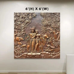 Radha Krishna 3D Elevation Sculpture Relief Mural Wall Art | Multiple Size Available(Radha Krishna 3d Elevation Sculpture Relief Mural Wall Art Multiple Size Available) -Artociti Sale Store radha krishna 3d elevation sculpture relief mural wall art multiple size available 6 h x6 w feet bronze 811