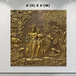 Radha Krishna 3D Elevation Sculpture Relief Mural Wall Art | Multiple Size Available(Radha Krishna 3d Elevation Sculpture Relief Mural Wall Art Multiple Size Available) -Artociti Sale Store radha krishna 3d elevation sculpture relief mural wall art multiple size available 6 h x6 w feet gold 957