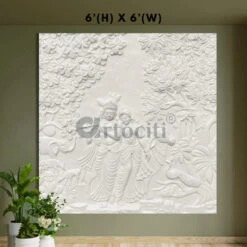 Radha Krishna 3D Elevation Sculpture Relief Mural Wall Art | Multiple Size Available(Radha Krishna 3d Elevation Sculpture Relief Mural Wall Art Multiple Size Available) -Artociti Sale Store radha krishna 3d elevation sculpture relief mural wall art multiple size available 6 h x6 w feet white 707