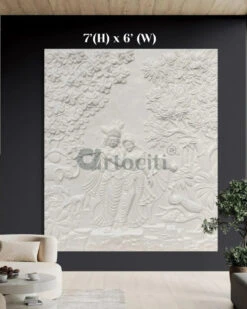 Radha Krishna 3D Elevation Sculpture Relief Mural Wall Art | Multiple Size Available(Radha Krishna 3d Elevation Sculpture Relief Mural Wall Art Multiple Size Available) -Artociti Sale Store radha krishna 3d elevation sculpture relief mural wall art multiple size available 7 h x6 w feet white 841