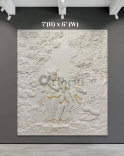 Radha Krishna 3D Elevation Sculpture Relief Mural Wall Art | Multiple Size Available(Radha Krishna 3d Elevation Sculpture Relief Mural Wall Art Multiple Size Available) -Artociti Sale Store radha krishna 3d elevation sculpture relief mural wall art multiple size available 7 h x6 w feet white with golden highlights 197