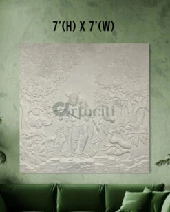 Radha Krishna 3D Elevation Sculpture Relief Mural Wall Art | Multiple Size Available(Radha Krishna 3d Elevation Sculpture Relief Mural Wall Art Multiple Size Available) -Artociti Sale Store radha krishna 3d elevation sculpture relief mural wall art multiple size available 7 h x7 w feet white 893