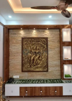 Radha Krishna 3D Relief Mural Wall Art(Radha Krishna Wall Relief Mural Golden) -Artociti Sale Store radha krishna 3d relief mural wall art 368