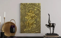 Radha Krishna 3D Relief Mural Wall Art(Radha Krishna Wall Relief Mural Golden) -Artociti Sale Store radha krishna 3d relief mural wall art 3x2 feet golden unframed ready to hang 197
