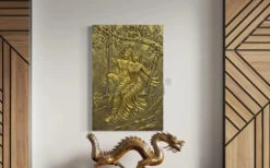 Radha Krishna 3D Relief Mural Wall Art(Radha Krishna Wall Relief Mural Golden) -Artociti Sale Store radha krishna 3d relief mural wall art 540