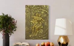 Radha Krishna 3D Relief Mural Wall Art(Radha Krishna Wall Relief Mural Golden) -Artociti Sale Store radha krishna 3d relief mural wall art 773