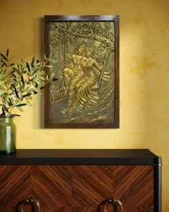 Radha Krishna 3D Relief Mural Wall Art(Radha Krishna Wall Relief Mural Golden)