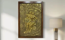 Radha Krishna 3D Relief Mural Wall Art(Radha Krishna Wall Relief Mural Golden) -Artociti Sale Store radha krishna 3d relief mural wall art 984