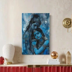 Radha Krishna Canvas Giclee Print(Radha Krishna Canvas Giclee Print Divine Love Unveiled) -Artociti Sale Store radha krishna canvas giclee print 24x16 inch 975